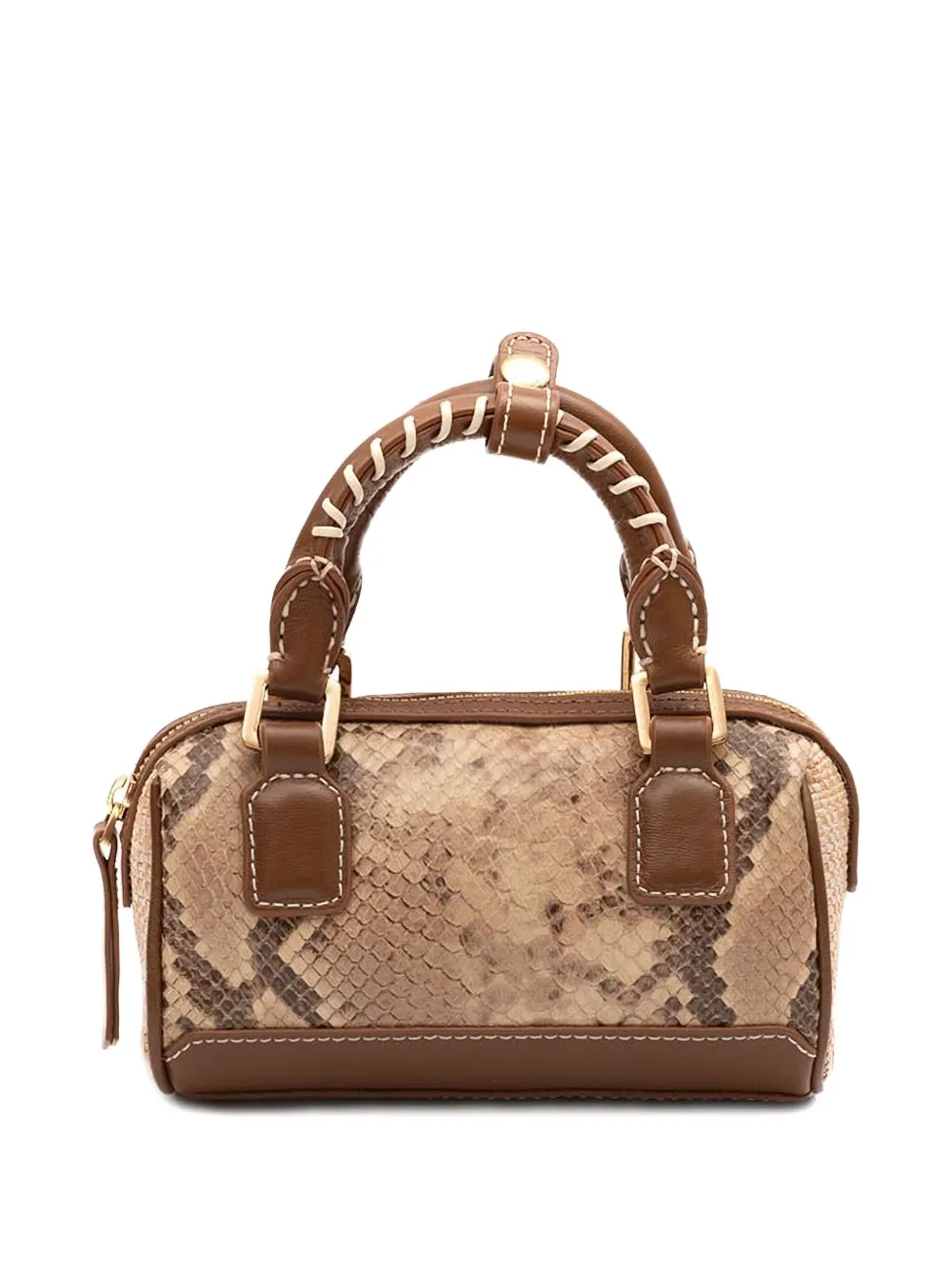 &isla Mini Bowling Snakeskin Top Handle Mini Bag In Neutral
