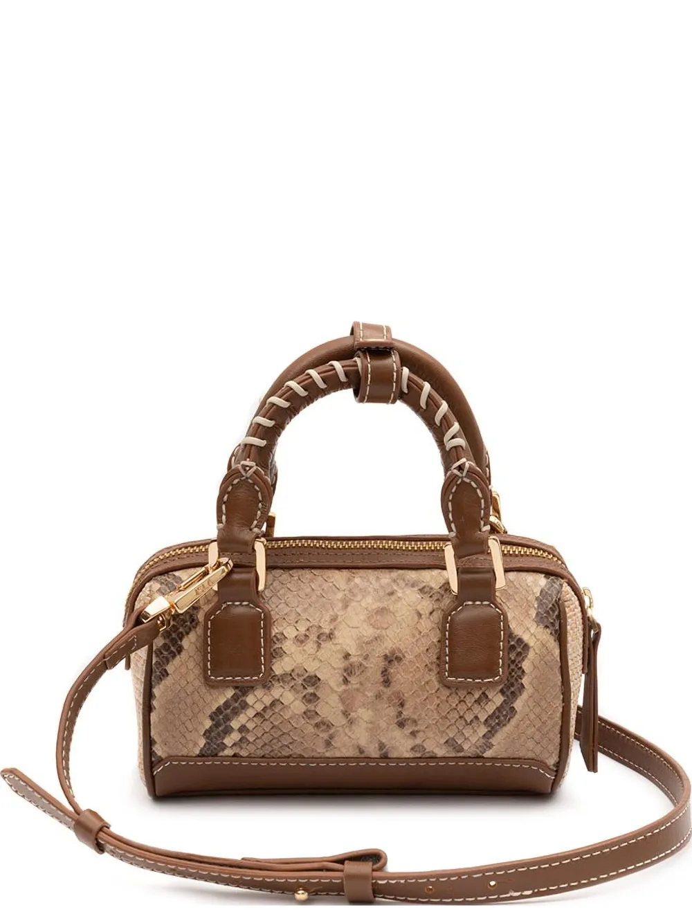 Isla Mini Bowling snakeskin top handle mini bag | Neutrals | Image 1