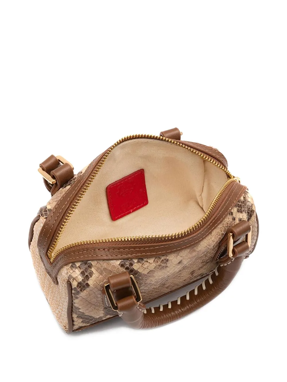  Isla Mini Bowling Snakeskin Top Handle Mini Bag - Neutrals 