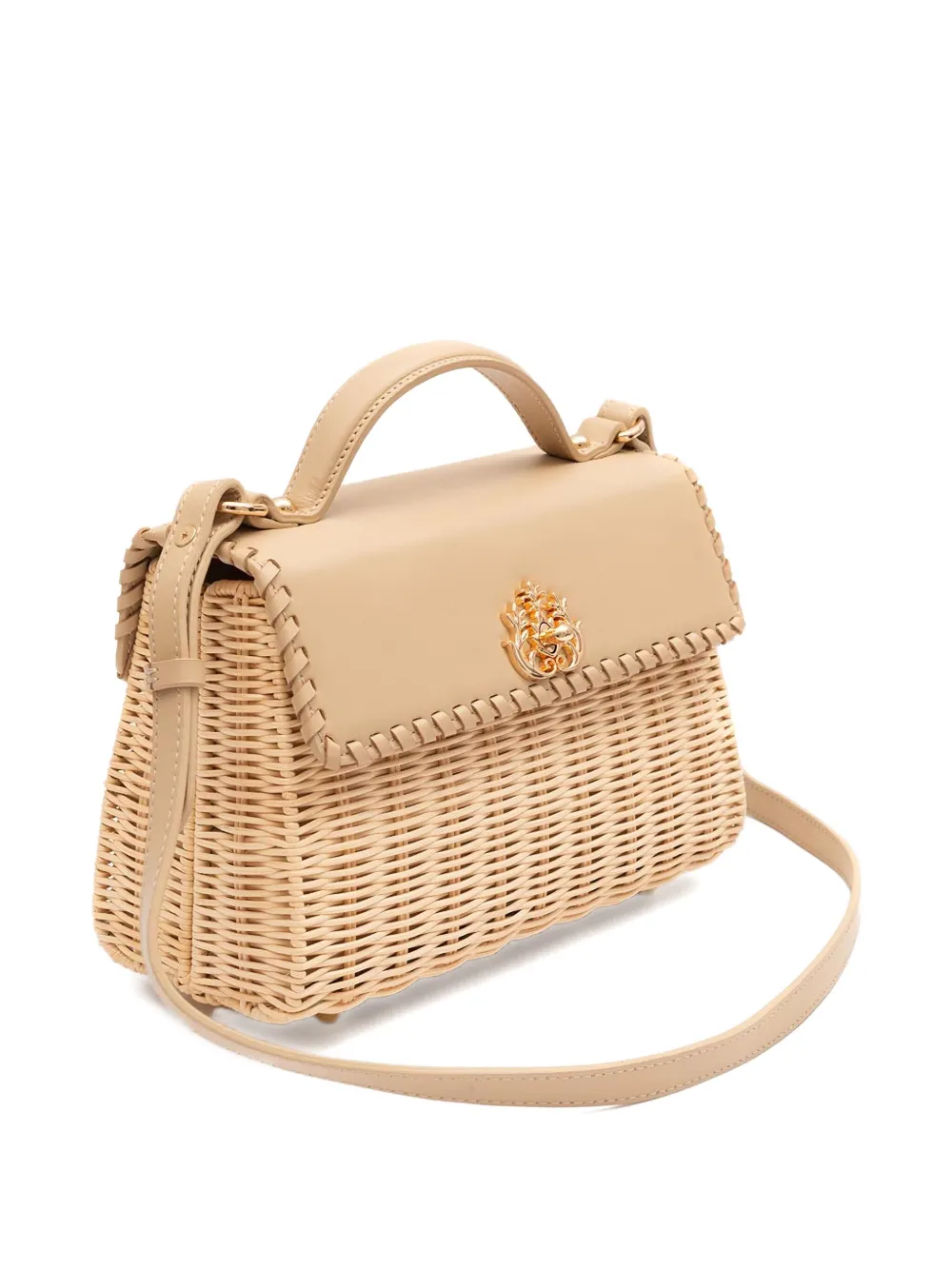 &isla Woven Top-handle Shoulder Bag In Neutral
