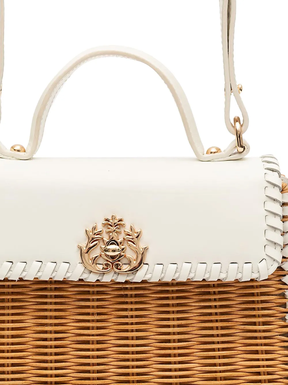 &isla Selene Top Handle Woven Shoulder Bag In Neutral