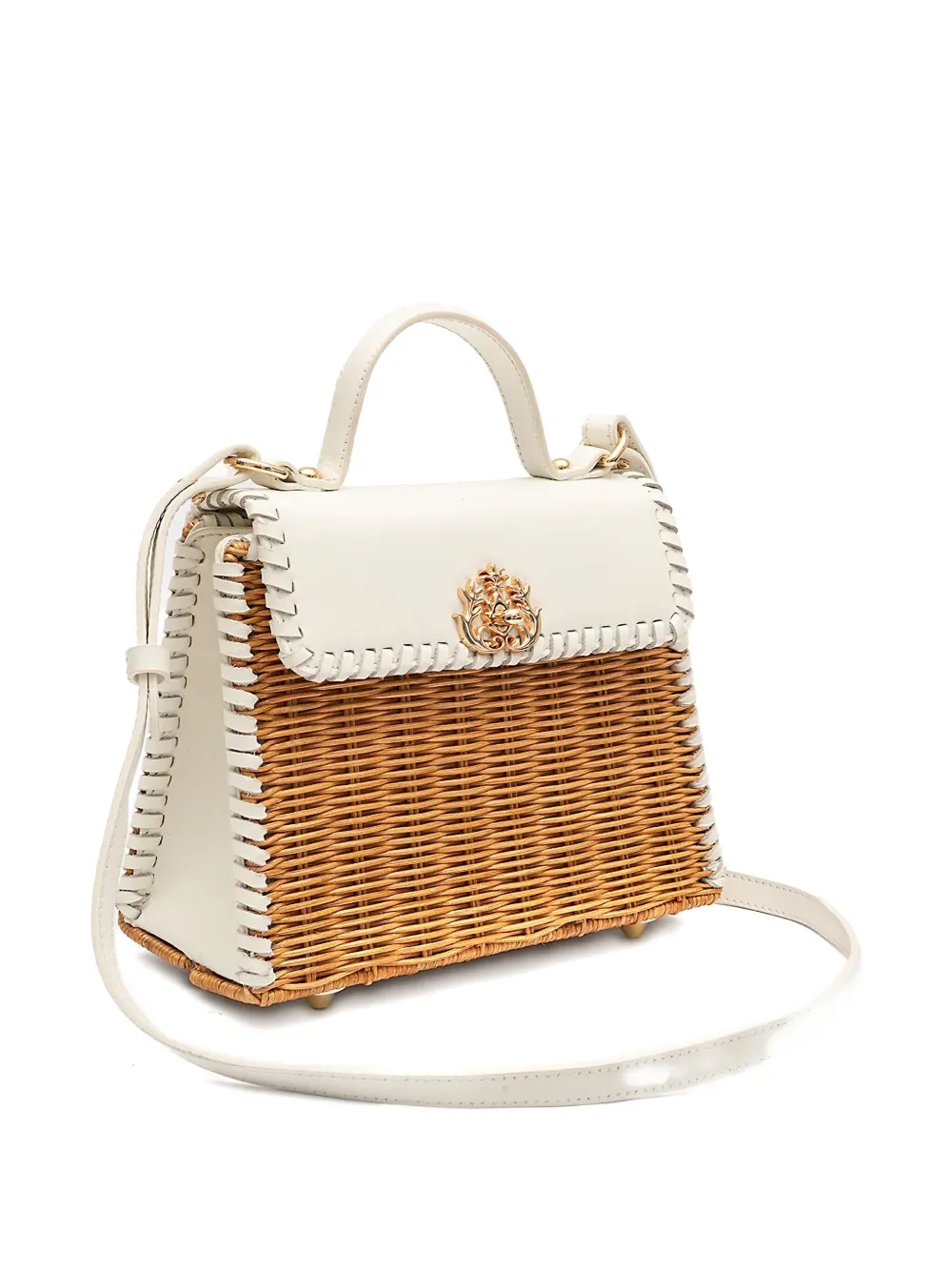 &isla Selene Top Handle Woven Shoulder Bag In Neutral