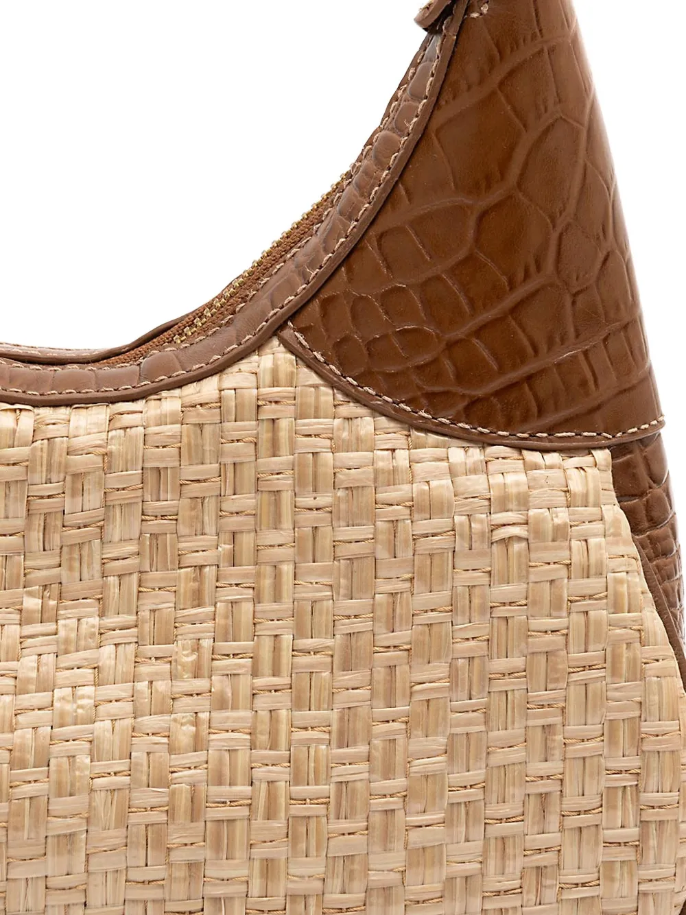 &isla Moon Woven Crocodile-effect Shoulder Bag In Brown