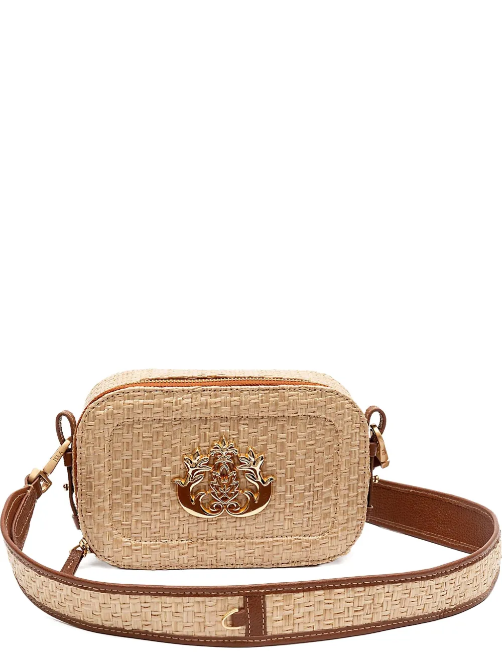 &isla Woven Emblem Shoulder Bag In Neutral