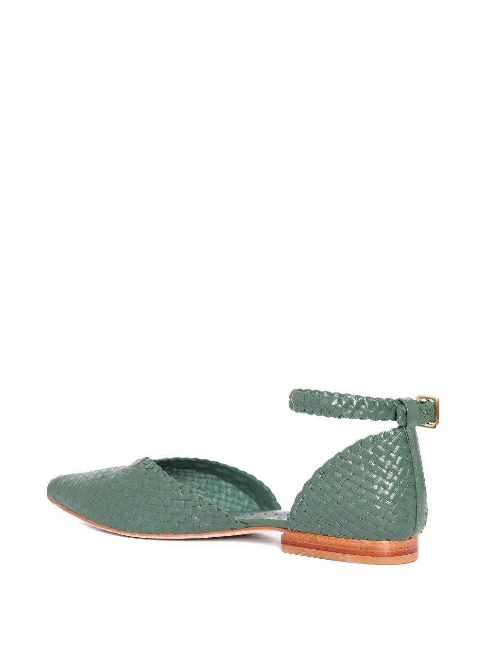Sarah Chofakian Matcha Woven Ankle Strap Pumps In Green