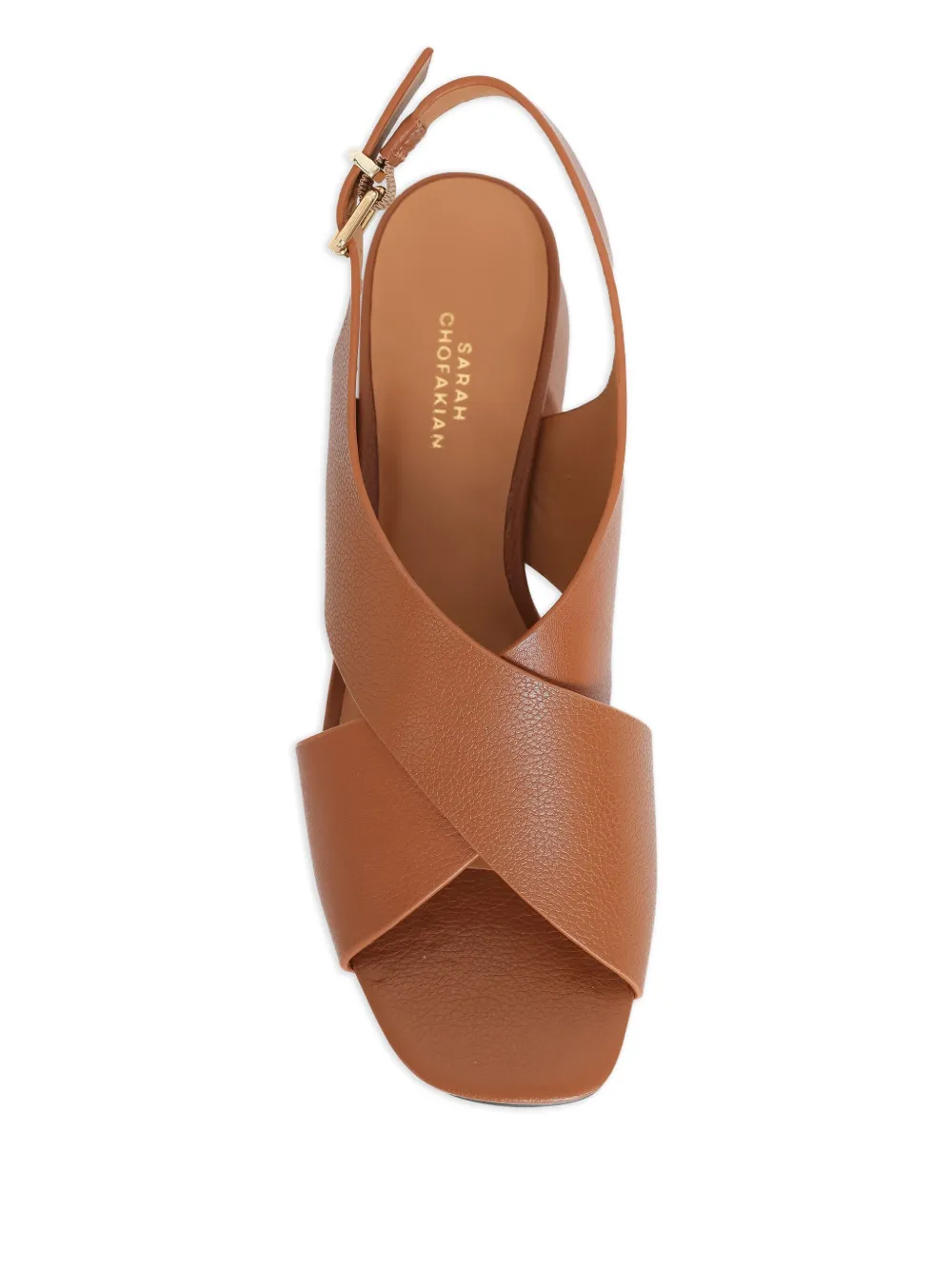 Sarah Chofakian 25mm Vanilla Latte cross over strap sandals Bruin