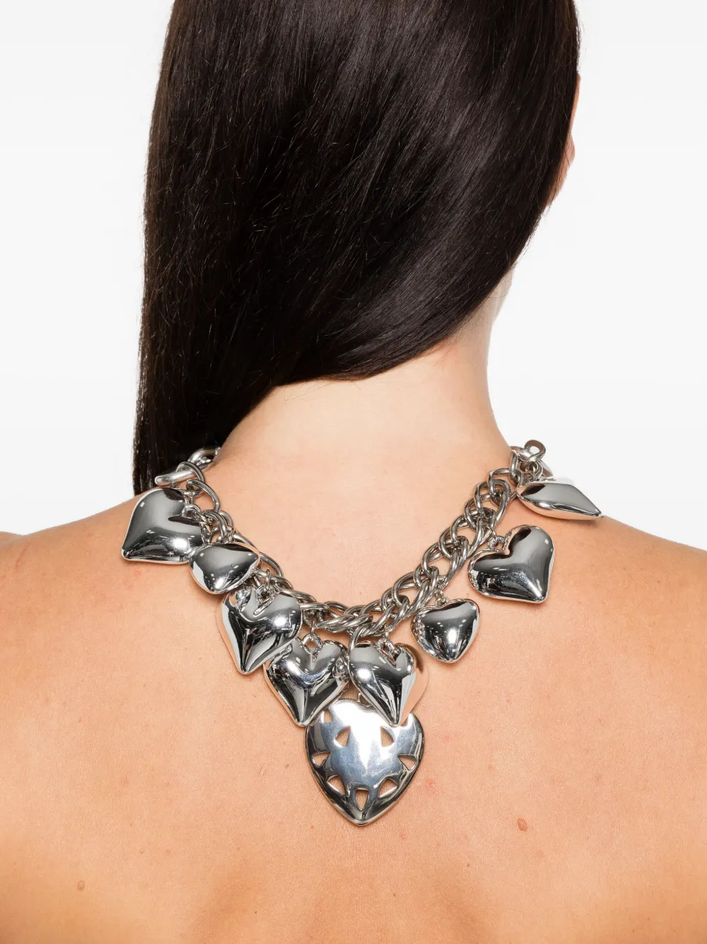 Chopova Lowena heart-charm chain necklace - Zilver