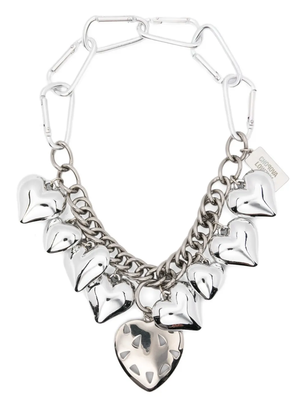Chopova Lowena Heart-charm Chain Necklace In Metallic