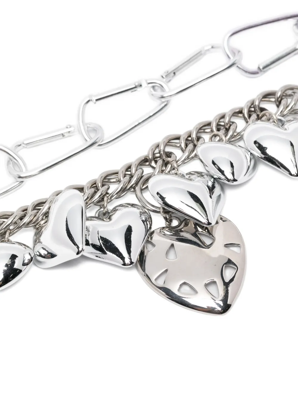 Chopova Lowena Heart-charm Chain Necklace In Metallic