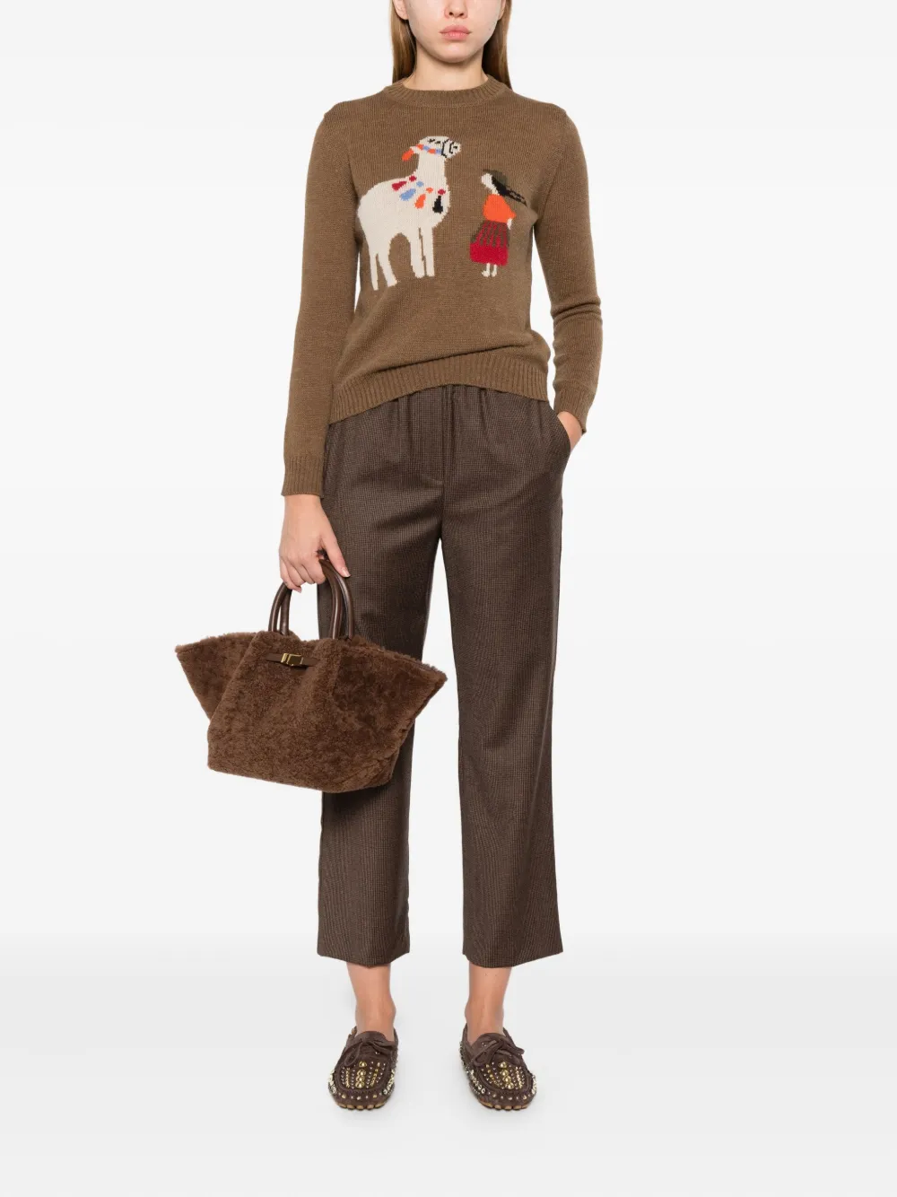 Max Mara Broek met elastische taille - Bruin