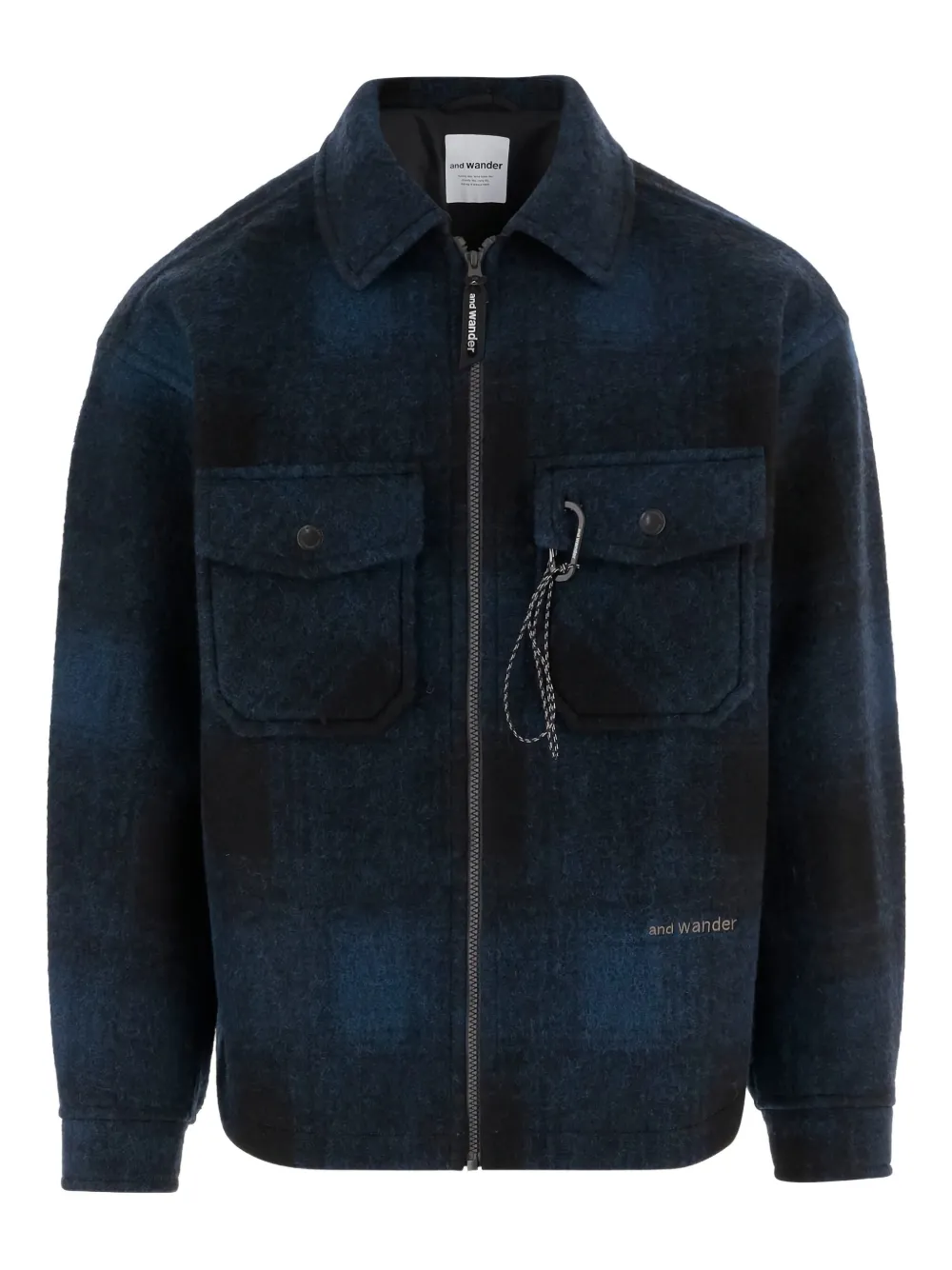 and Wander checkered zip-up jacket | Blue | Image 1