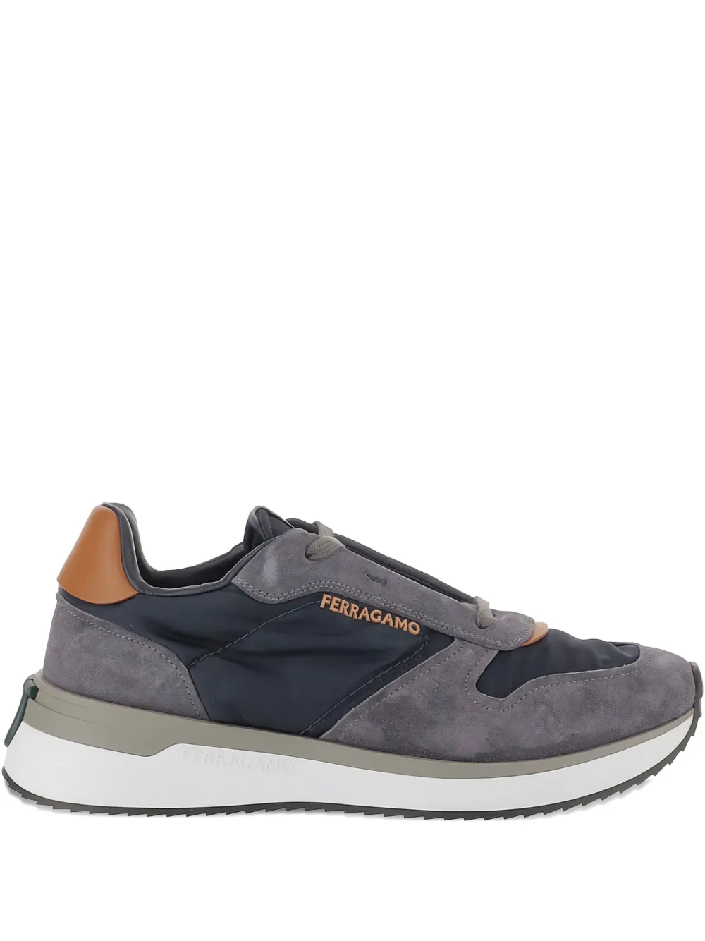 Ferragamo suede panelled sneakers Blauw