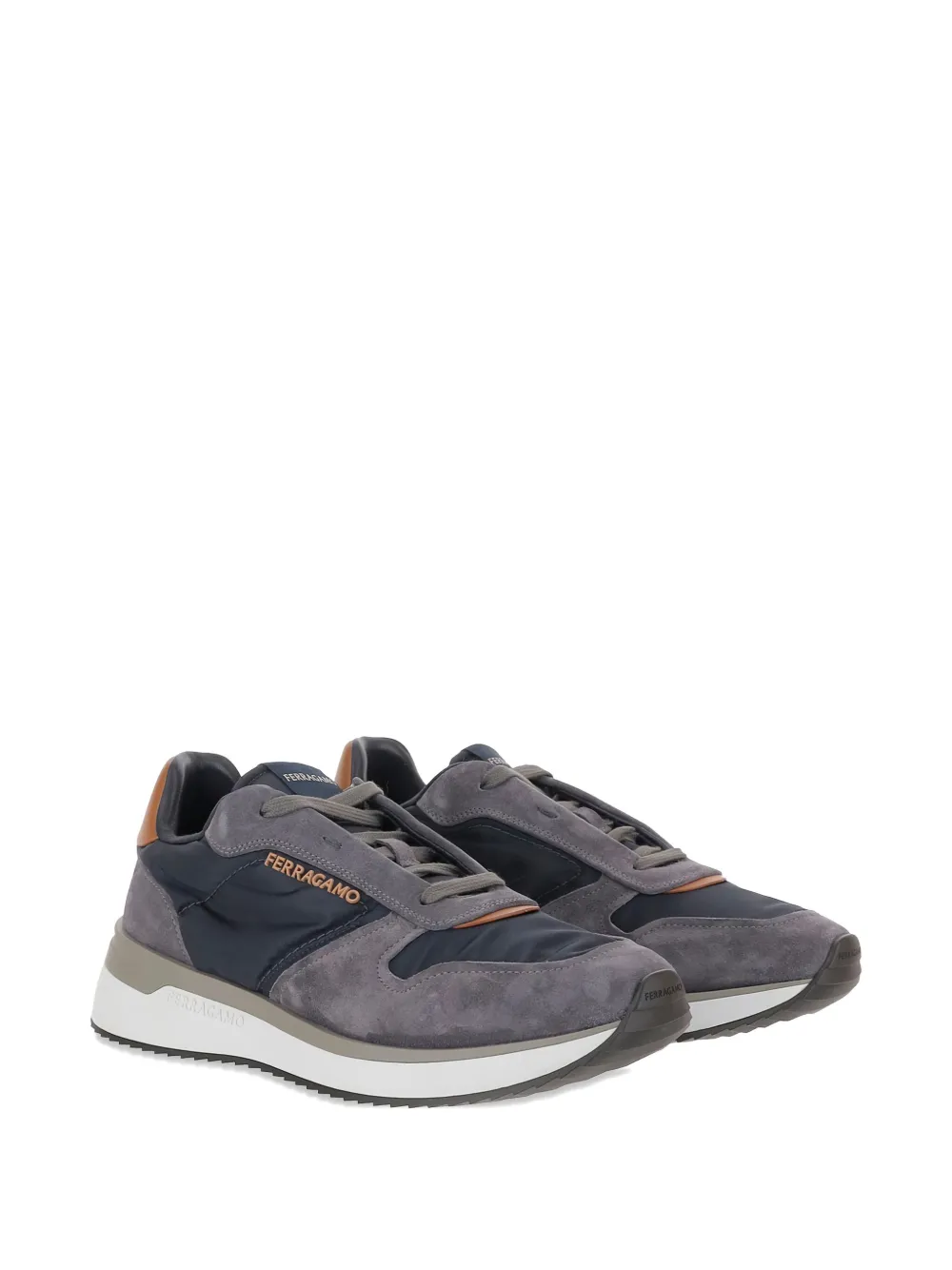 Ferragamo suede panelled sneakers Blauw