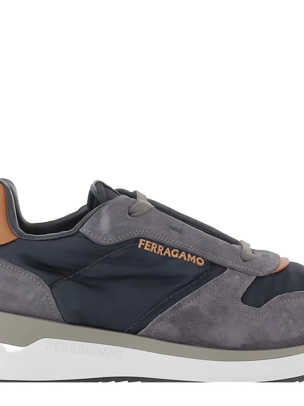 Ferragamo suede panelled sneakers Blauw