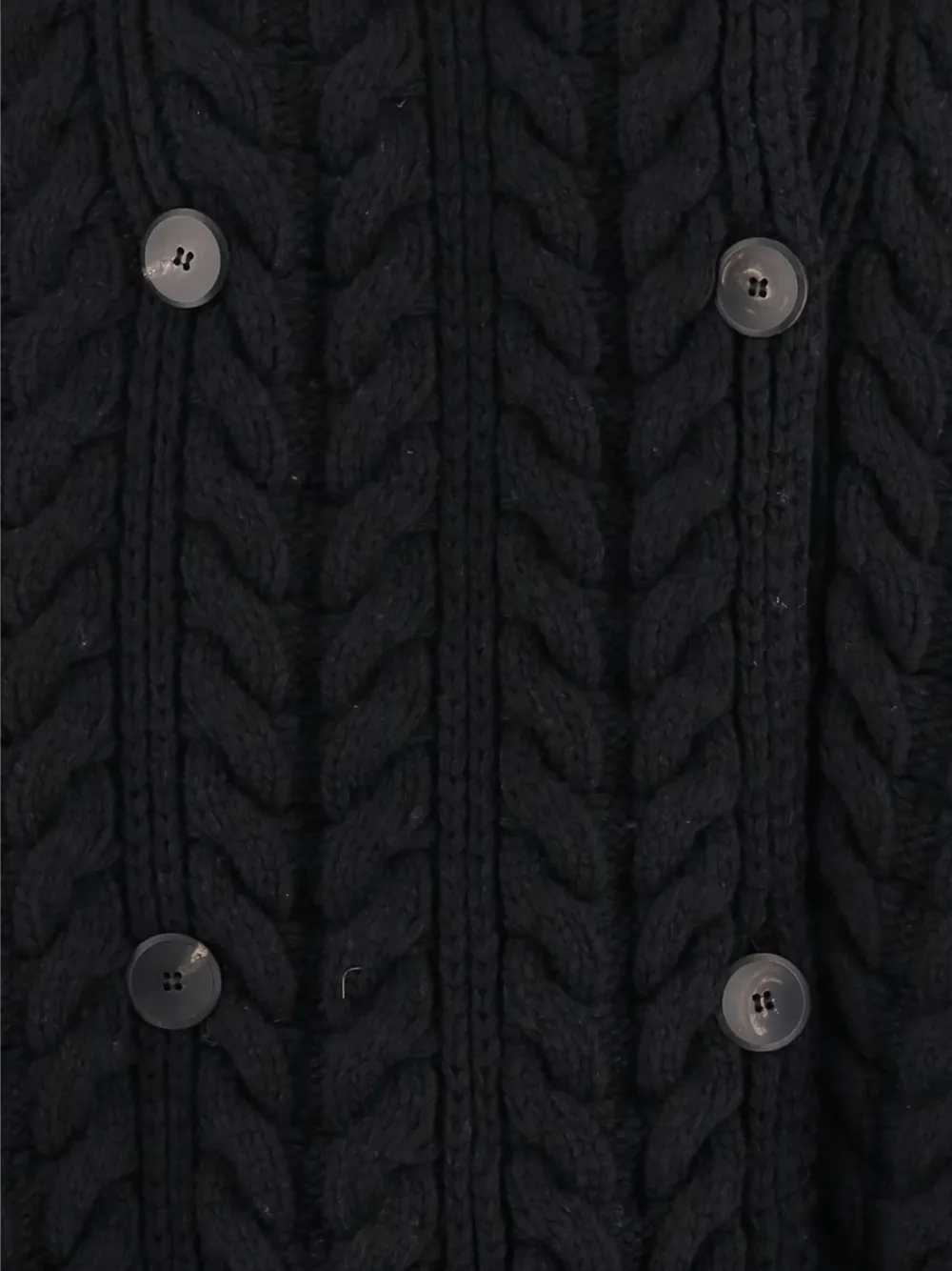 SA SU PHI Kabelgebreide vestjas met dubbele rij knopen Zwart