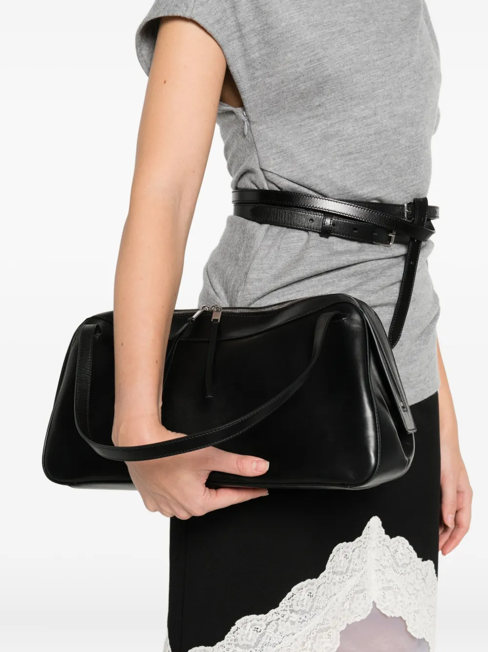 Jil Sander Top-zip Shoulder Bag In Black