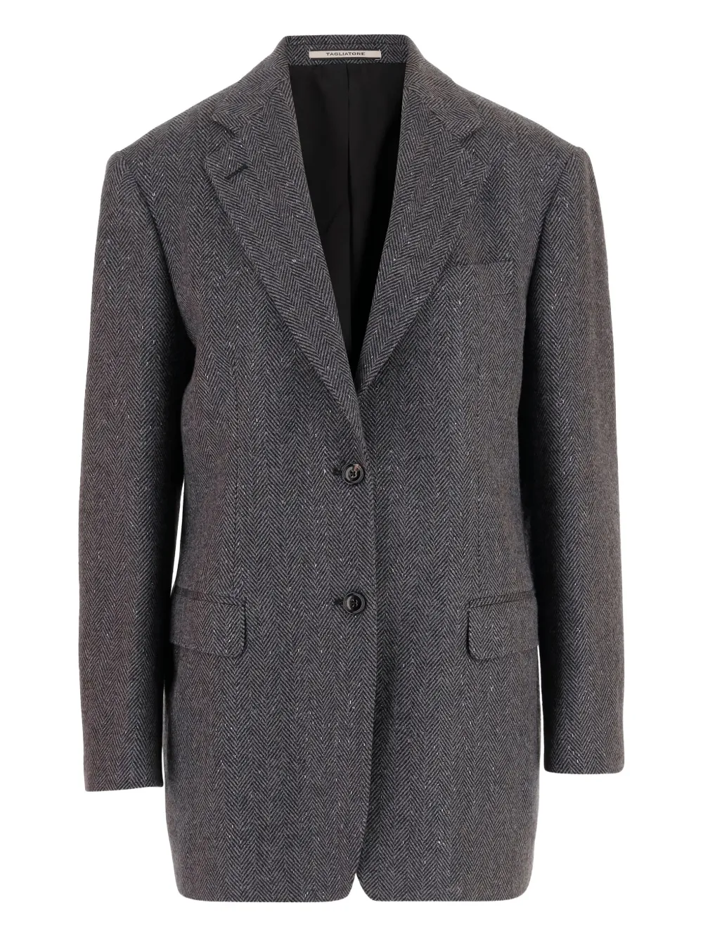 Tagliatore Herringbone Single-breasted Blazer In Gray
