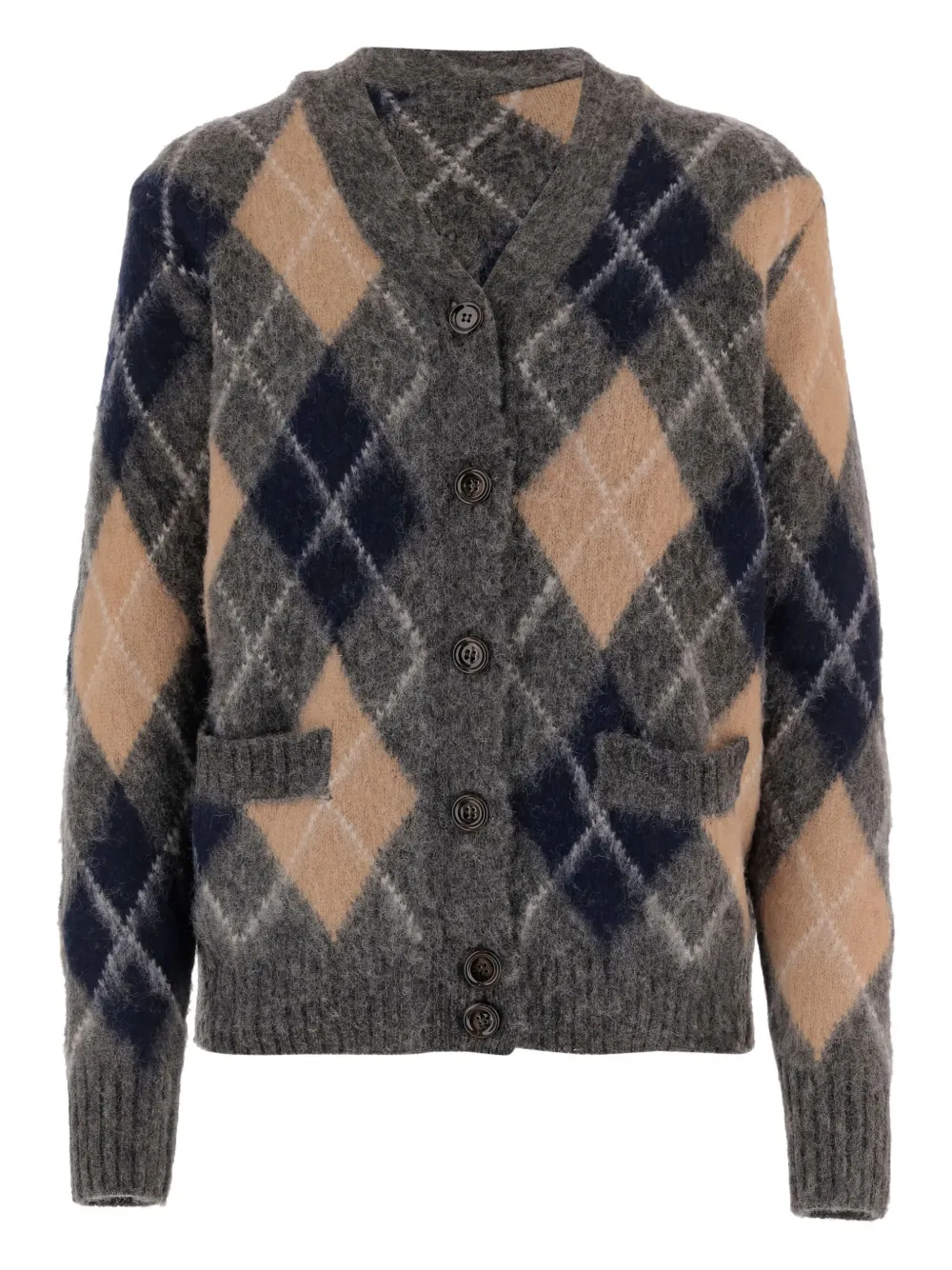 ASPESI geometric-brushed wool cardigan | Grey | Image 1