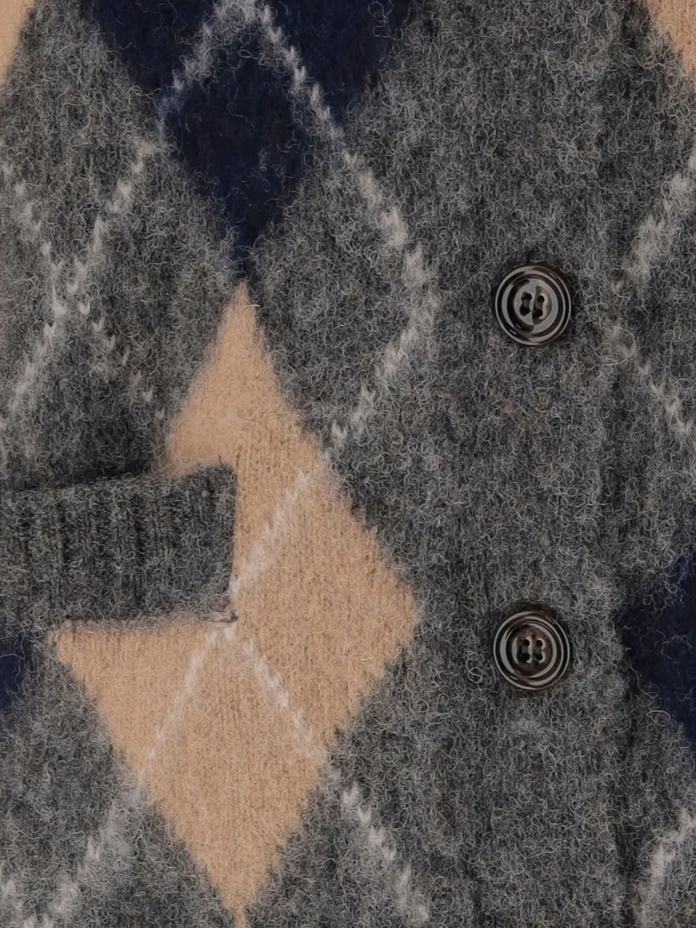 Aspesi Geometric-brushed Wool Cardigan In Gray