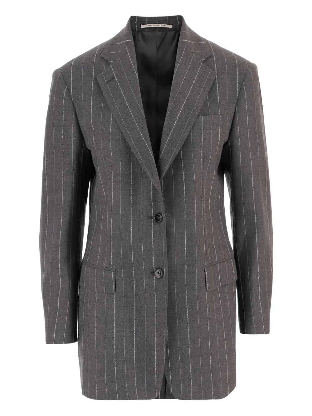 Tagliatore Striped Single-breasted Blazer In Gray