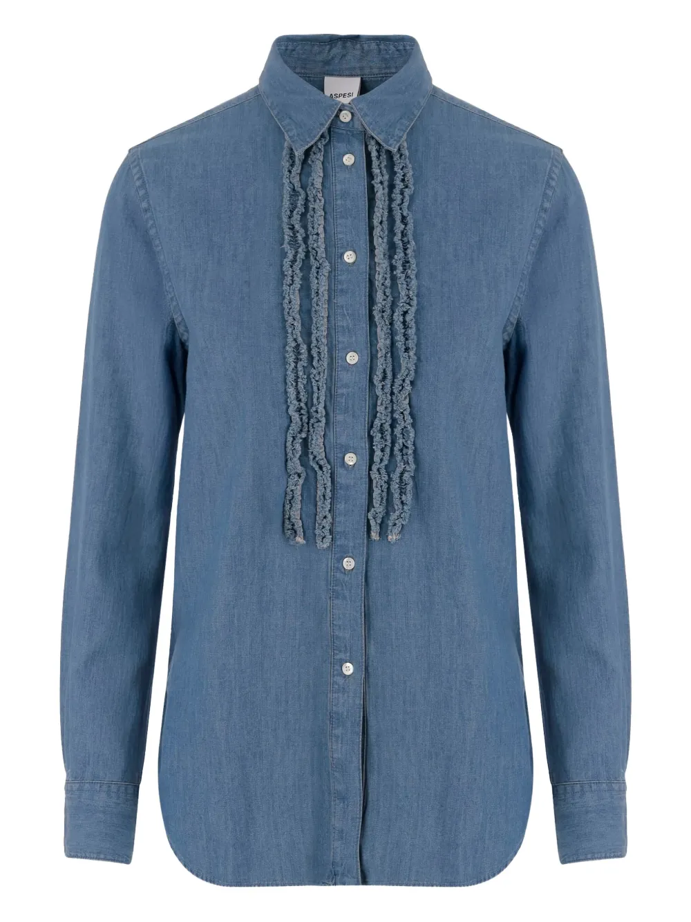 ASPESI ruffled-detail denim shirt | Blue | Image 1