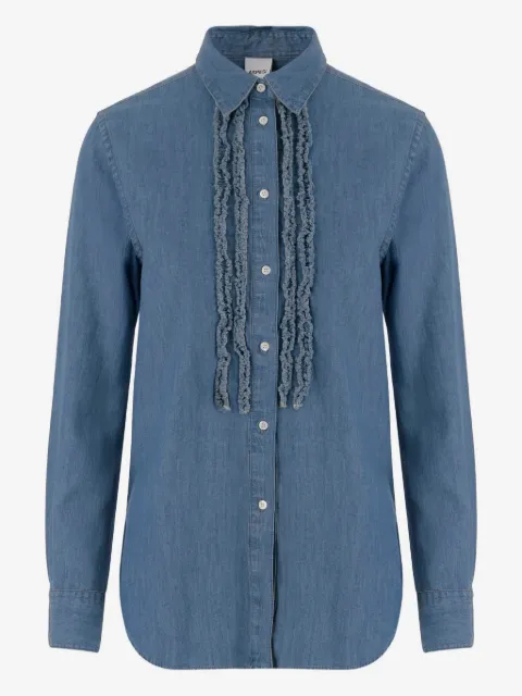 ASPESI ruffled-detail denim shirt