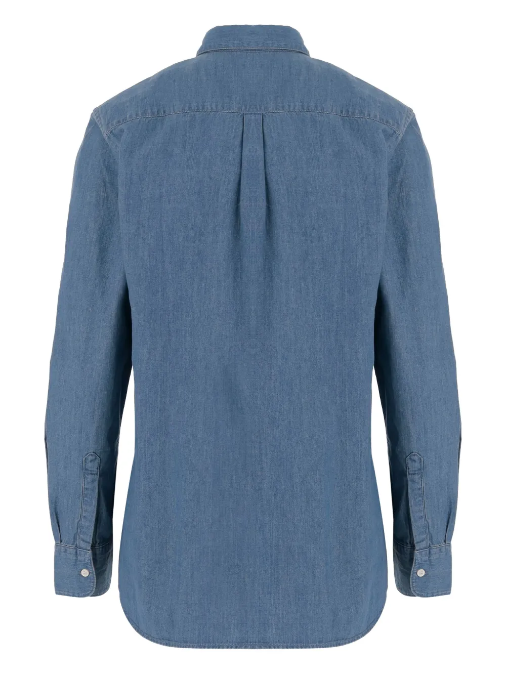 ASPESI ruffled-detail denim shirt - Blauw