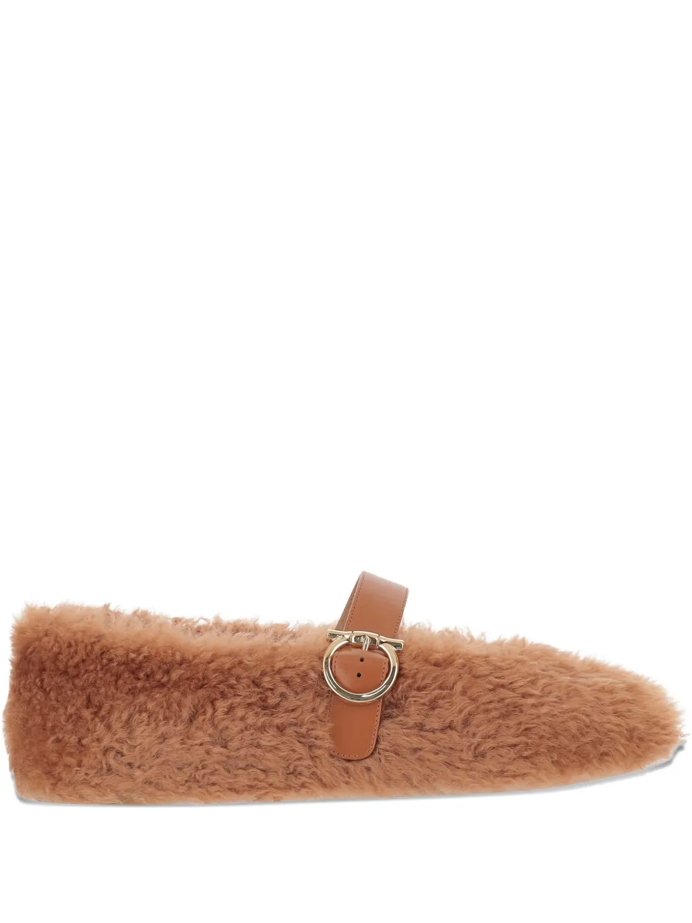 Ferragamo shearling ballet flats | Brown | Image 1