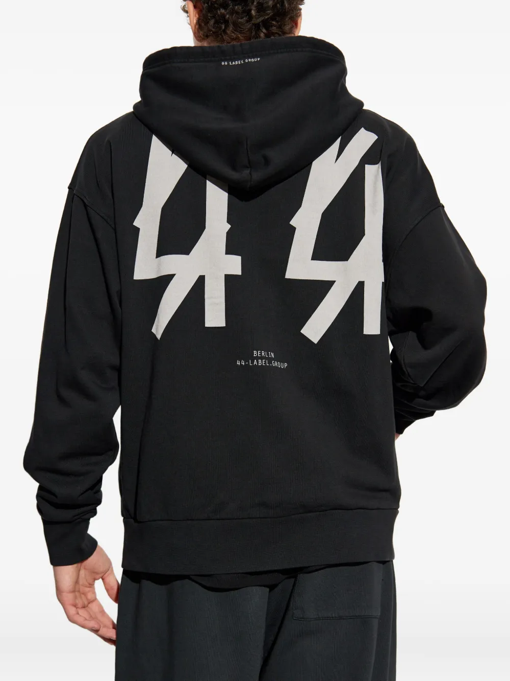 44 LABEL GROUP Katoenen hoodie met rits Zwart