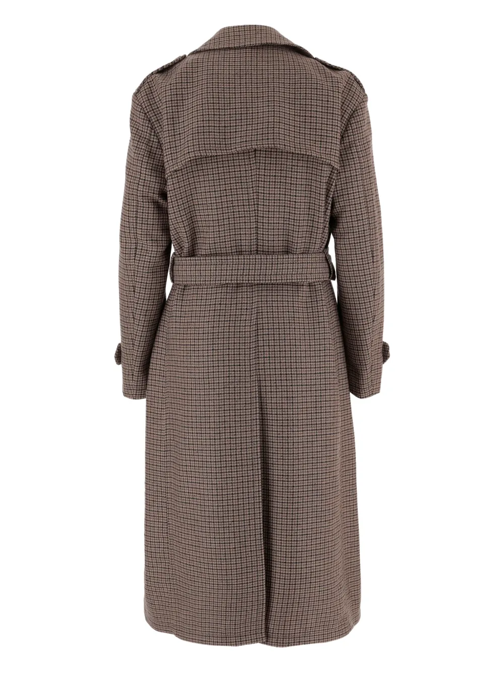 Tagliatore Houndstooth Belted Double-breasted Coat In Brown