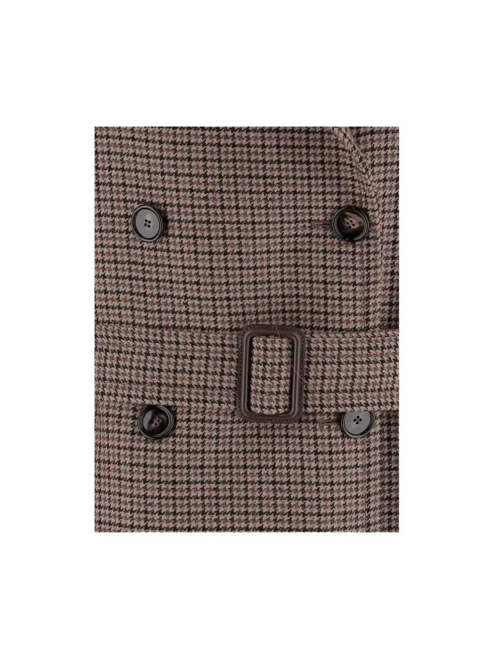Tagliatore Houndstooth Belted Double-breasted Coat In Brown