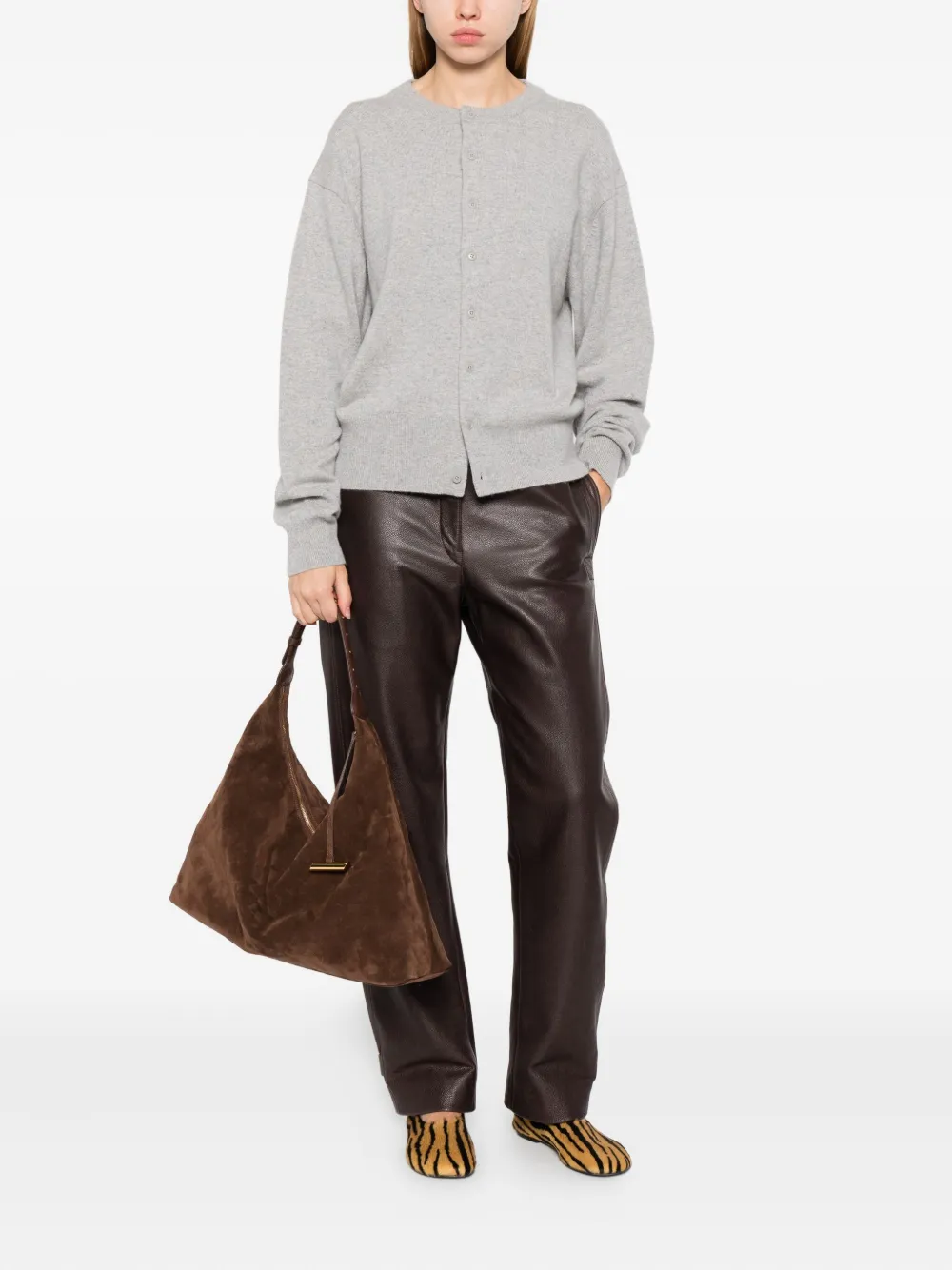 Extreme Cashmere Button-down Cardigan In Gray