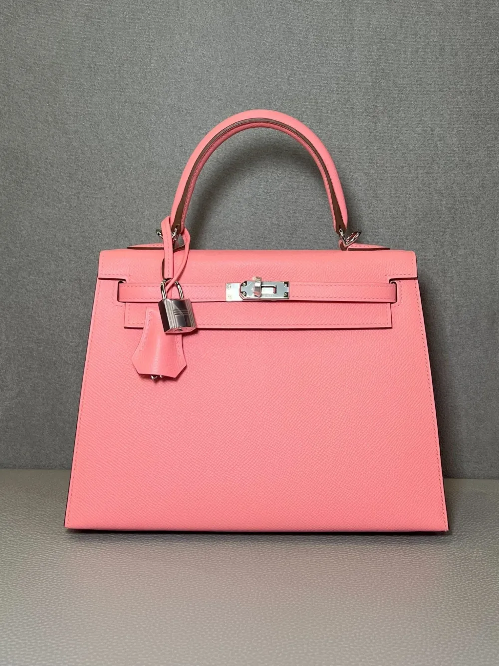 Pre-owned Hermes Kelly 25 Sellier Tote Bag In Pink