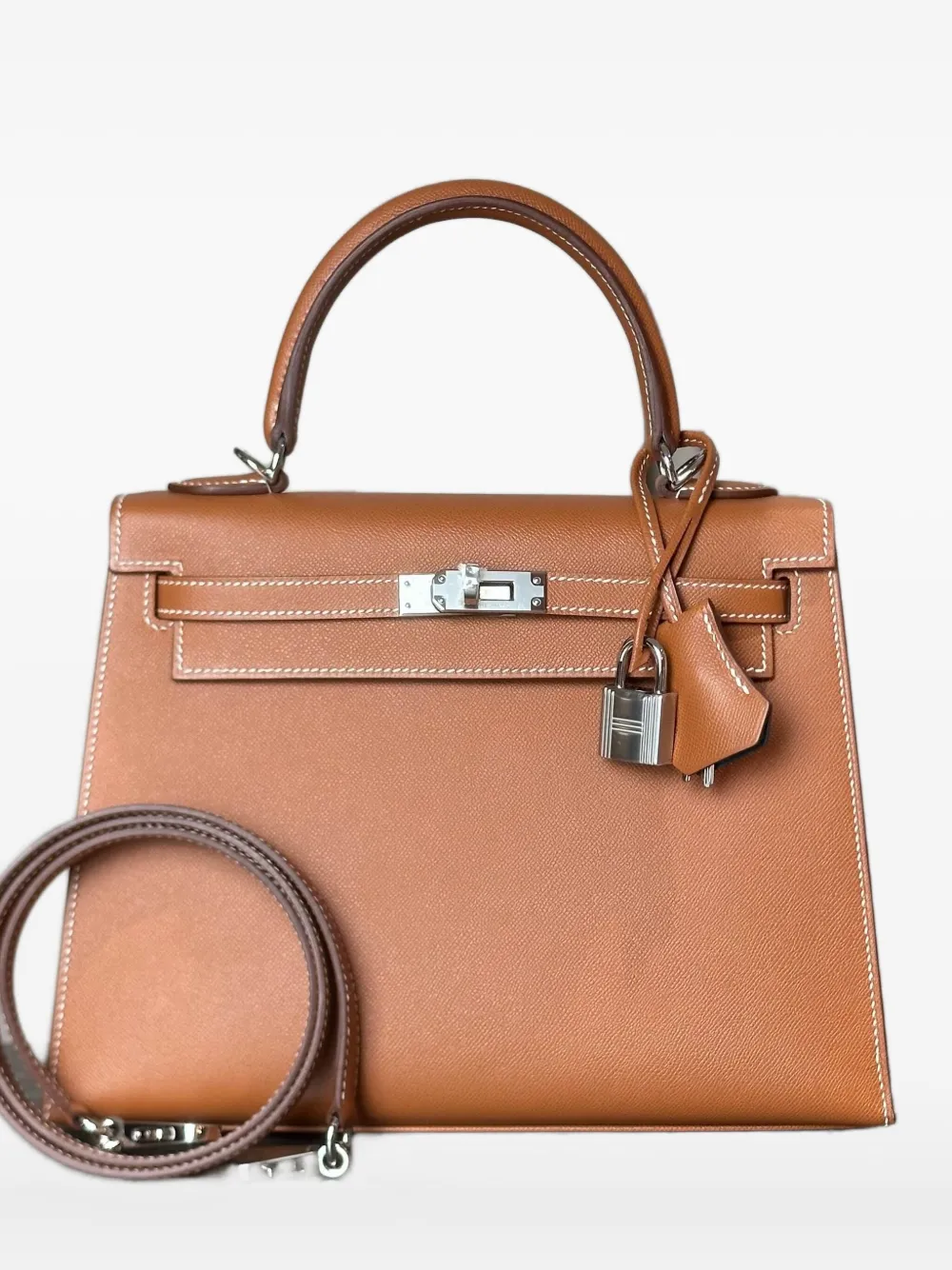 Pre-owned Hermes 2025 Kelly 25 Sellie Tote Bag In Brown