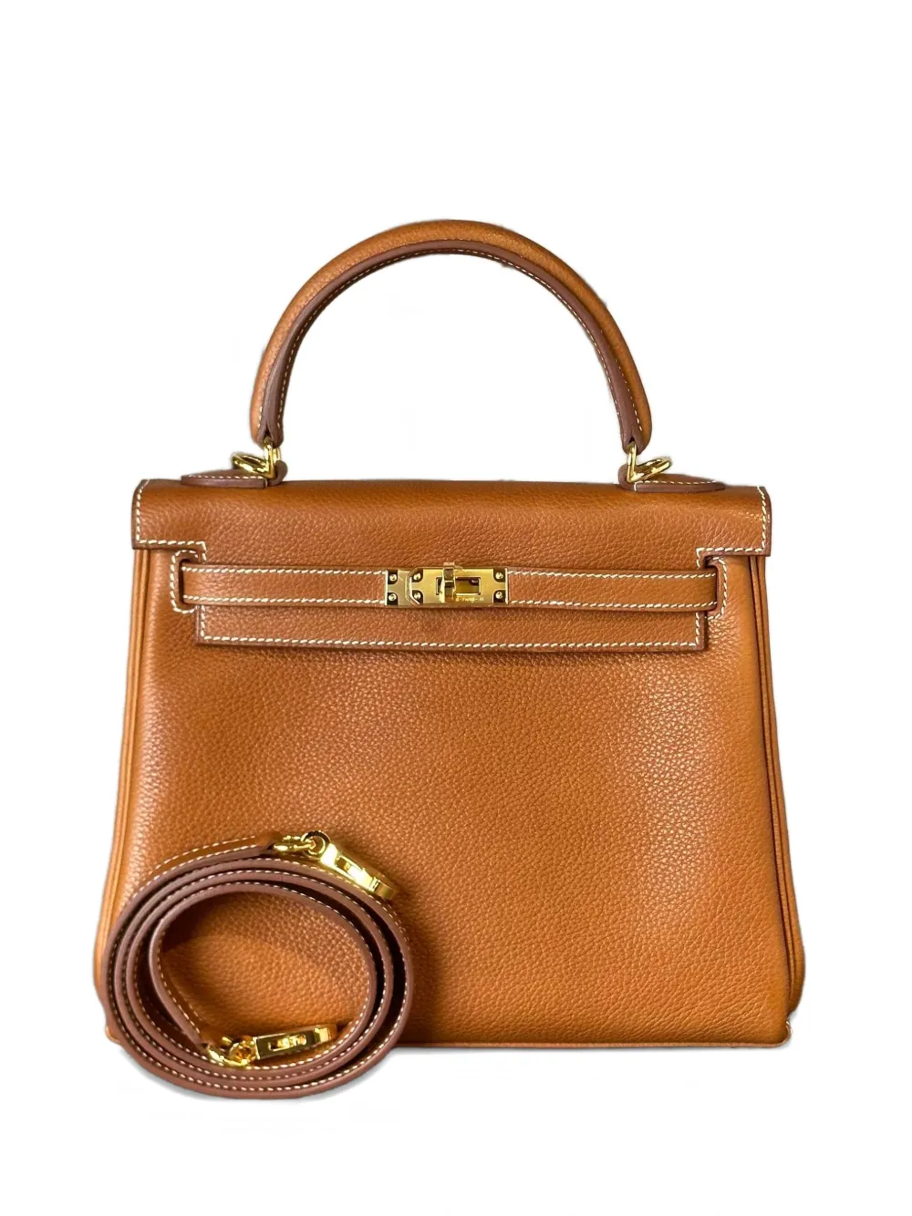 Pre-owned Hermes 2025 Kelly Retourne 25 Tote Bag In Brown