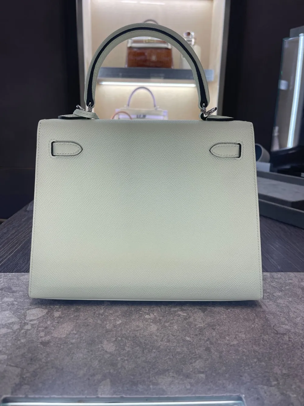 Pre-owned Hermes Kelly 25 Sellier Tote Bag In Green
