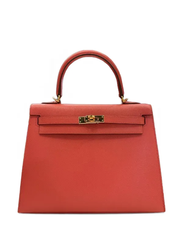 Hermès Pre-owned 2022 Kelly Sellier 25 Veau Madame Gold-hardware Handbag in Red