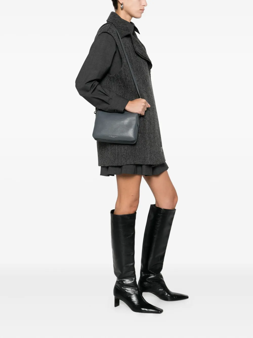 Gianni Chiarini Three Leather Shoulder Bag In Gray