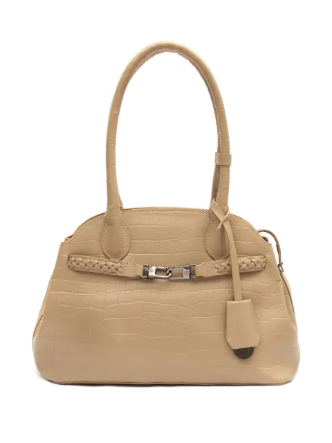 Isla croc-embossed braided shoulder bag