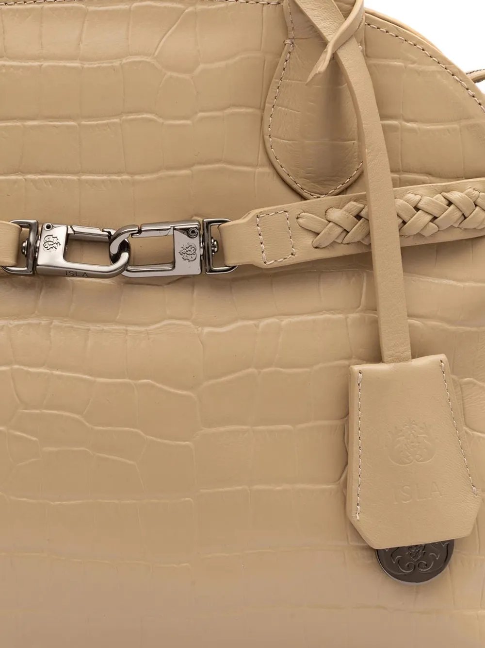 &isla Croc-embossed Braided Shoulder Bag In Neutral
