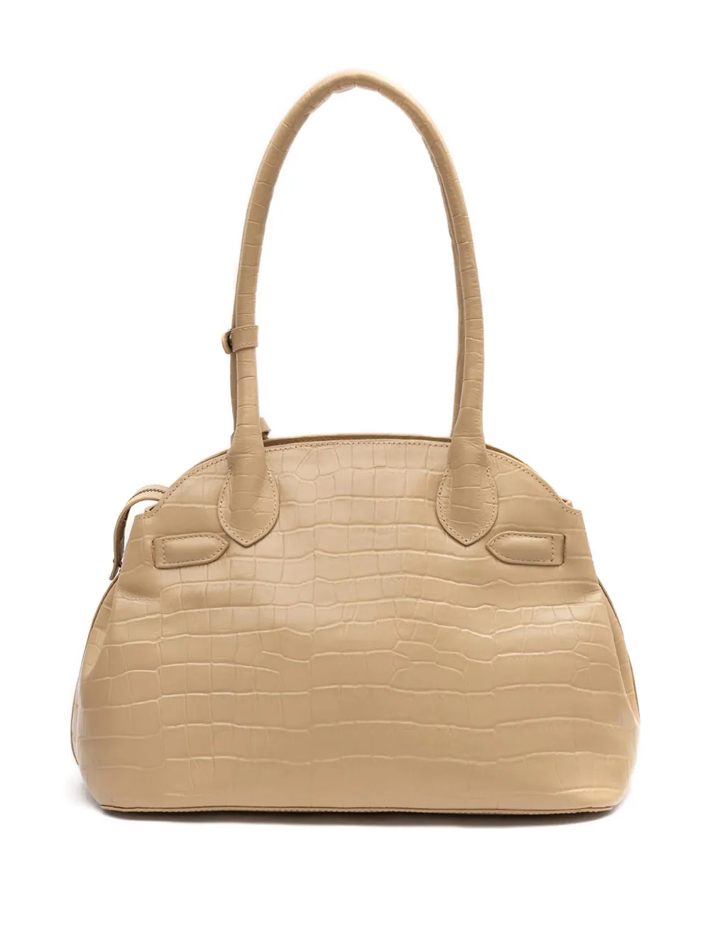 Isla croc-embossed braided shoulder bag - Beige