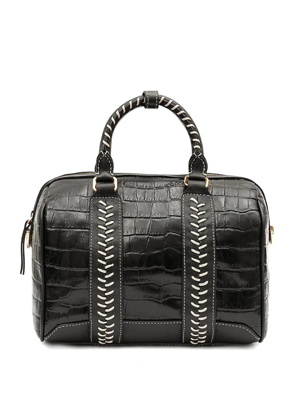 &isla Maia Bowling Croc-embossed Top Handle Shoulder Bag In Black