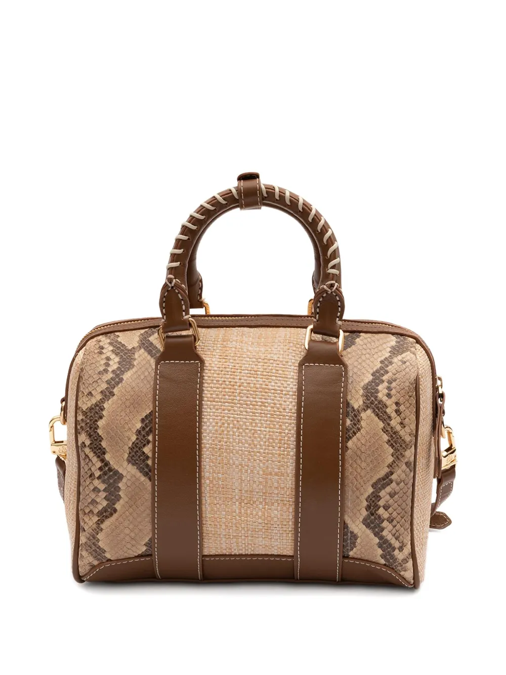 Isla Maia Bowling snakeskin stitched tote bag - Beige