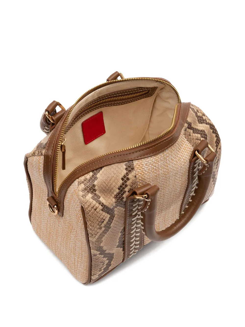 &isla Maia Bowling Snakeskin Stitched Tote Bag In Neutral