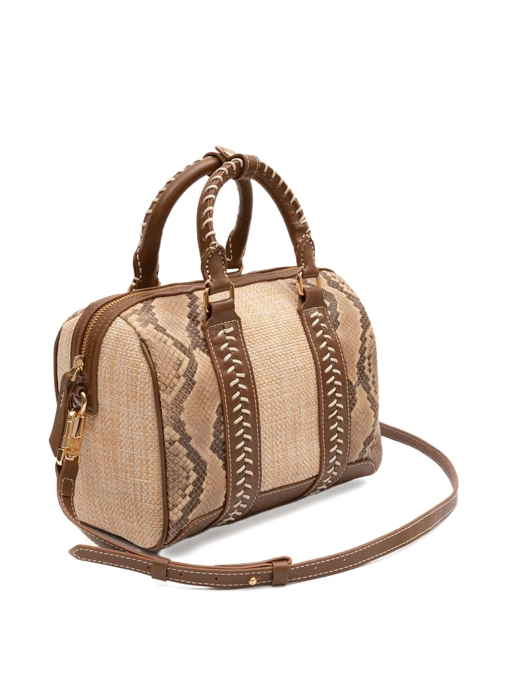 &isla Maia Bowling Snakeskin Stitched Tote Bag In Neutral