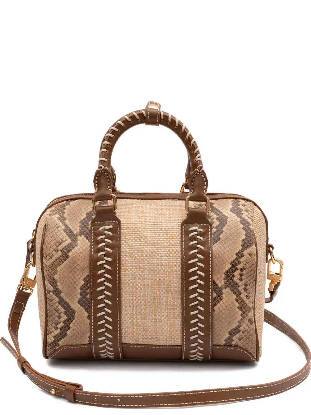 Isla Maia Bowling snakeskin stitched tote bag - Toni neutri