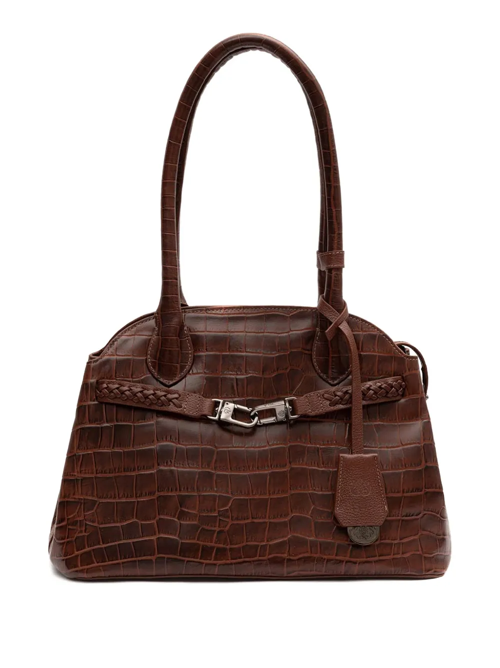 &isla Braided Crocodile-effect Shoulder Bag In Burgundy