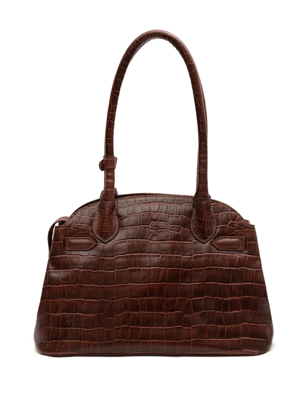Isla braided crocodile-effect shoulder bag - Bruin