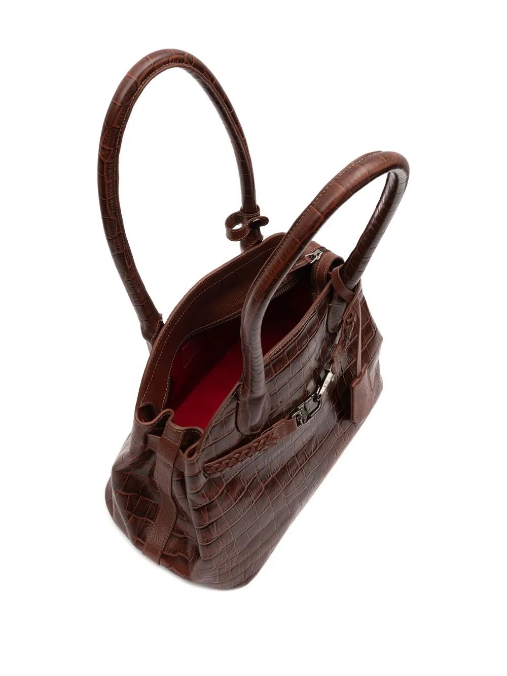 &isla Braided Crocodile-effect Shoulder Bag In Burgundy