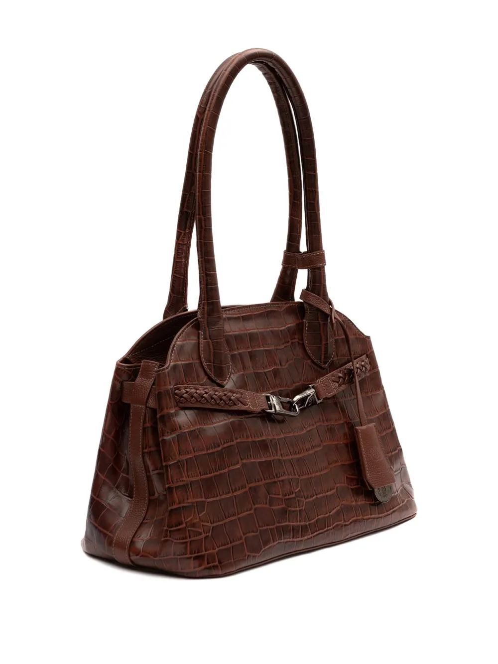 &isla Braided Crocodile-effect Shoulder Bag In Burgundy